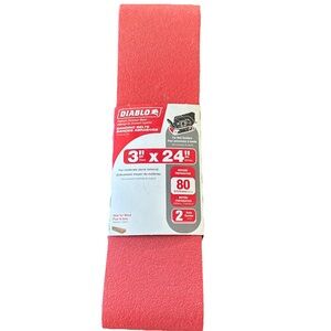 Diablo Premium Zirconium Blend Sanding Belt 3" x 24" -2 Belts Red 80 Grit Grain